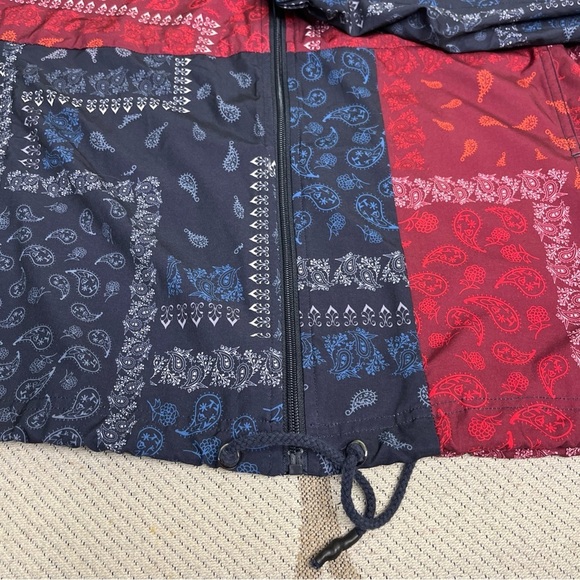Joy Lab Red and Blue Paisley Lightweight Windbreaker jacket Size Extra large - Picture 9 of 12